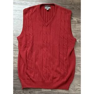 Grandpa Sweater Vest L Red Cable Knit coastal grandma Cabincore Cottagecore Y2K